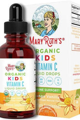 MaryRuth's Organic Kids Vitamin C Liquid Drops bottle and box packaging for immune support.